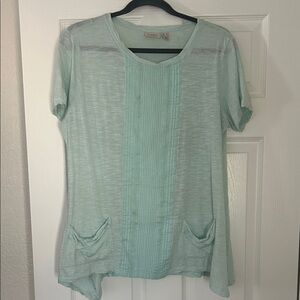 LOGO by Lori Goldstein Light Green Short Sleeve Top